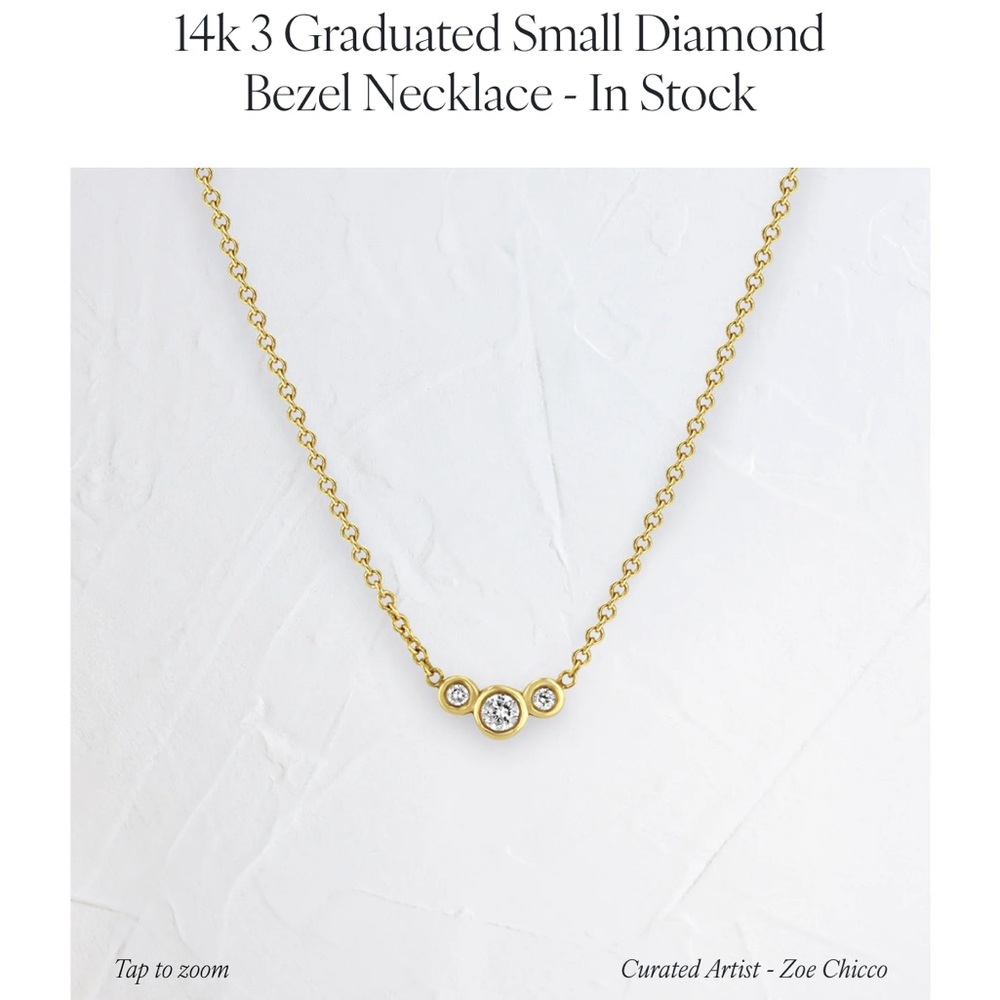 Zoe Chicco NEW 14k 3 Graduated Small diamond bezel necklace Mfg $650